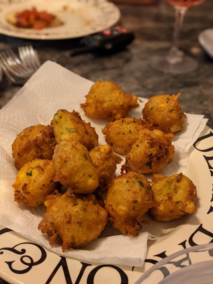 Corn and chilli fritters