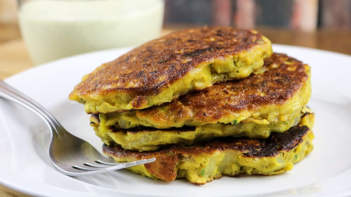 Pea and Leek Sri Lankan Pancakes with Pineapple Chutney