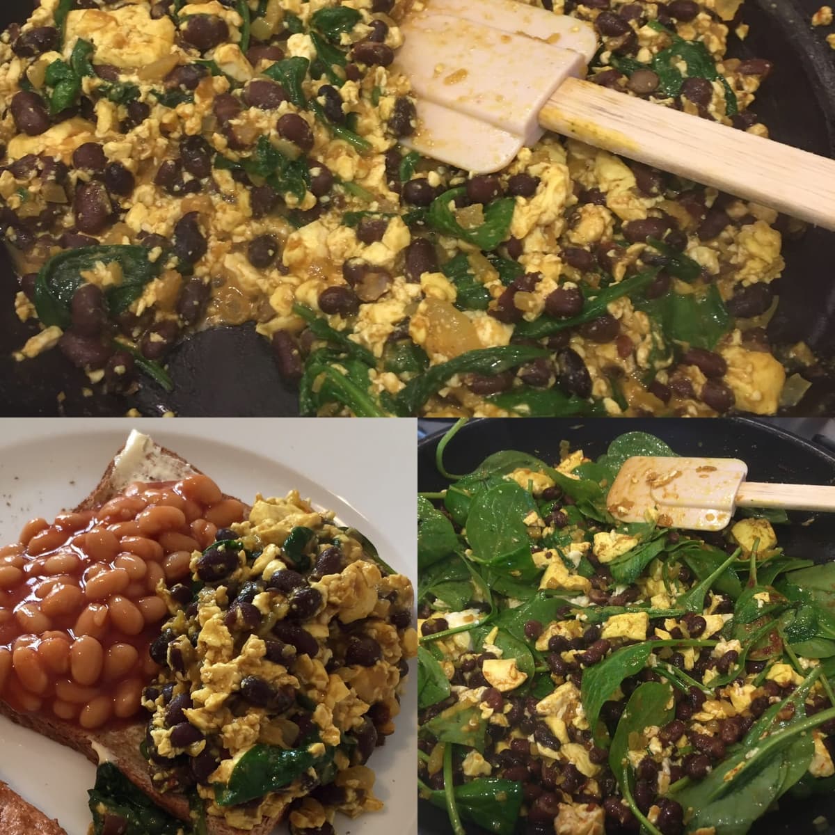 Tofu, Black Bean & Spinach Scramble