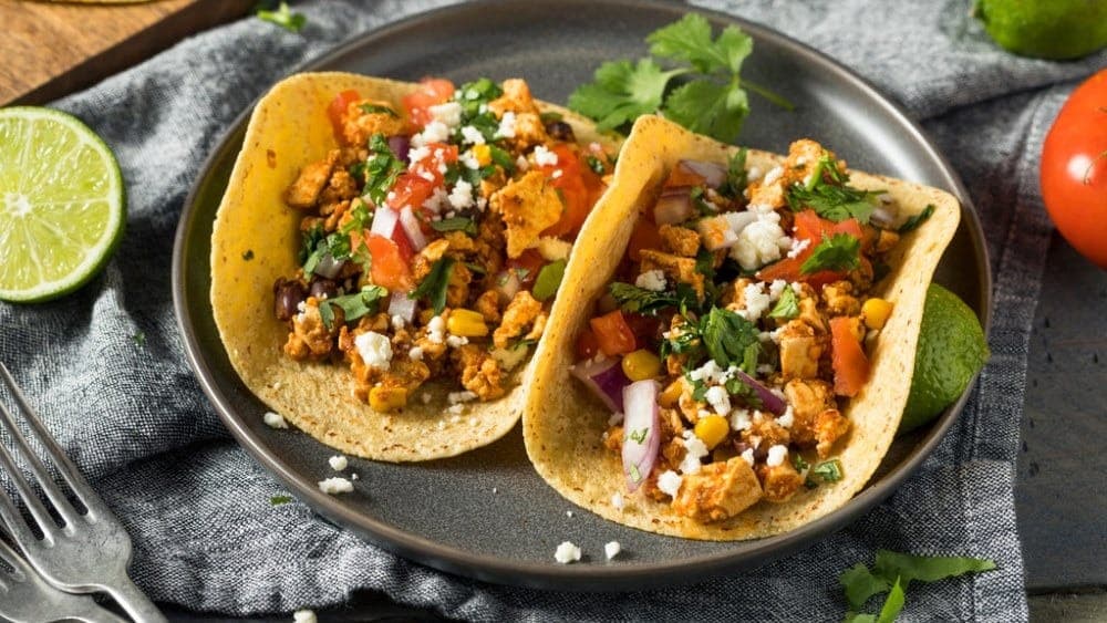 Tofu tacos with all the trimmings!