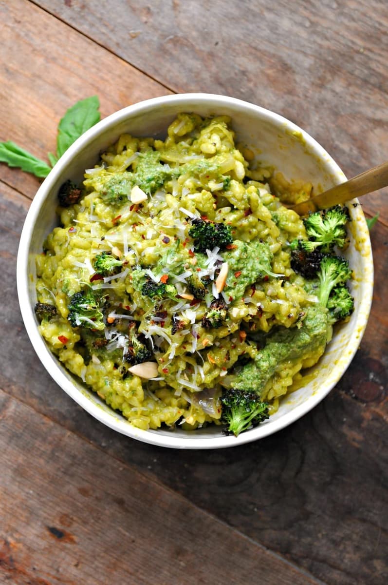 Vegan Oven Risotto with Pesto
