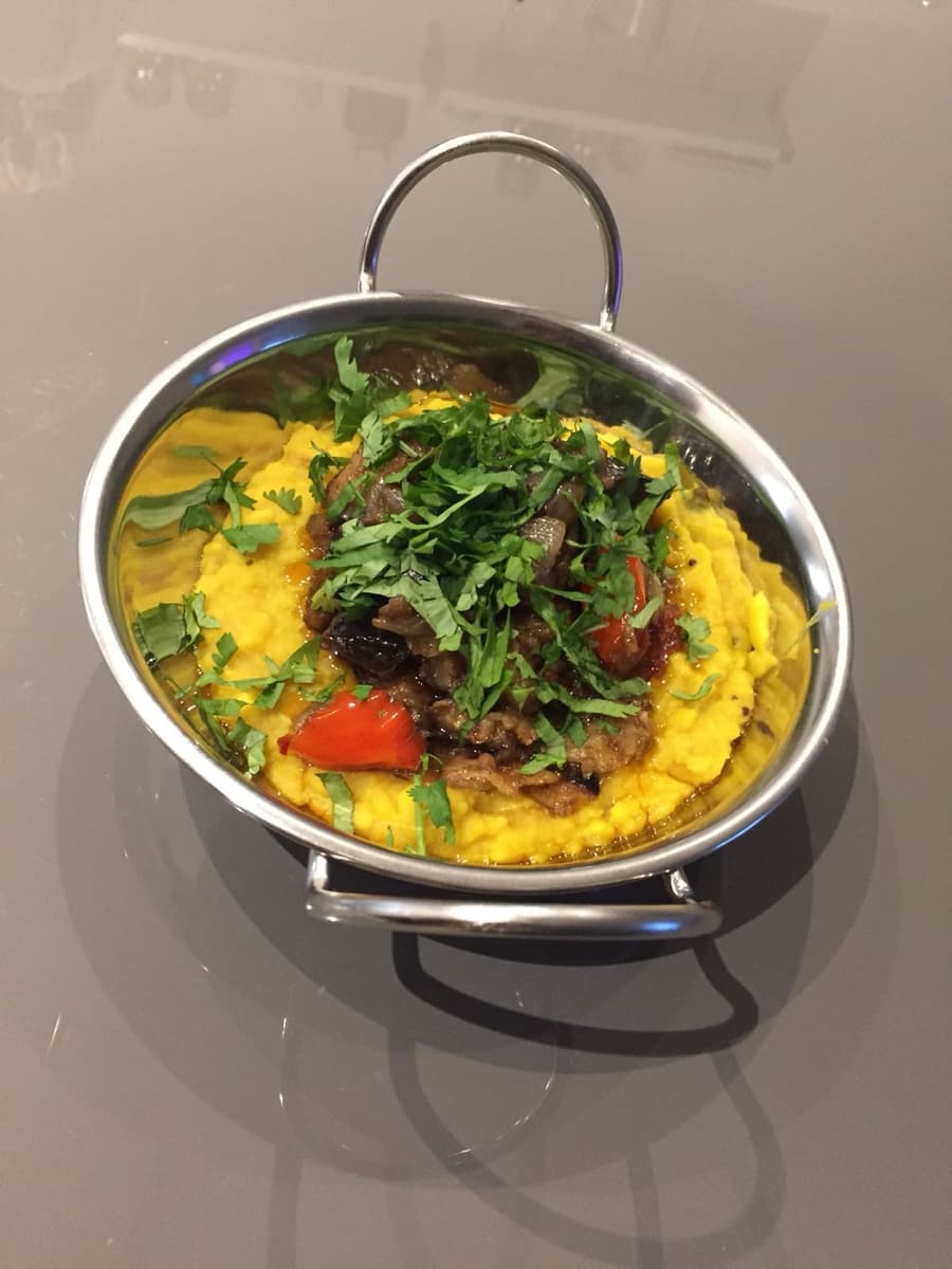 Yellow Dhal w/ Eggplant Masala